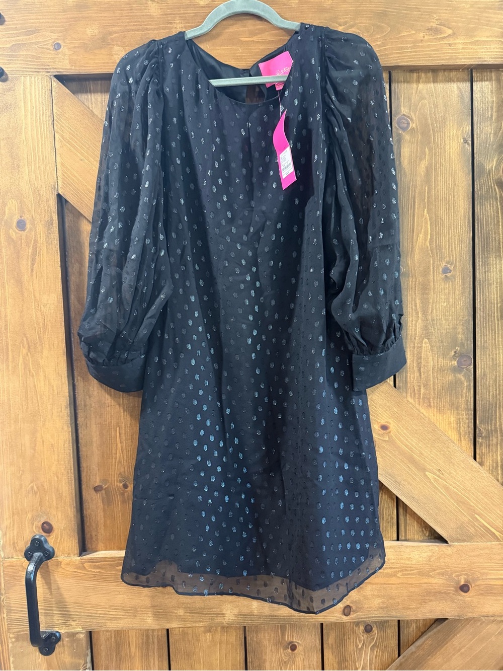 Lilly Pulitzer Black Metallic Dot Puff-Sleeve Tunic